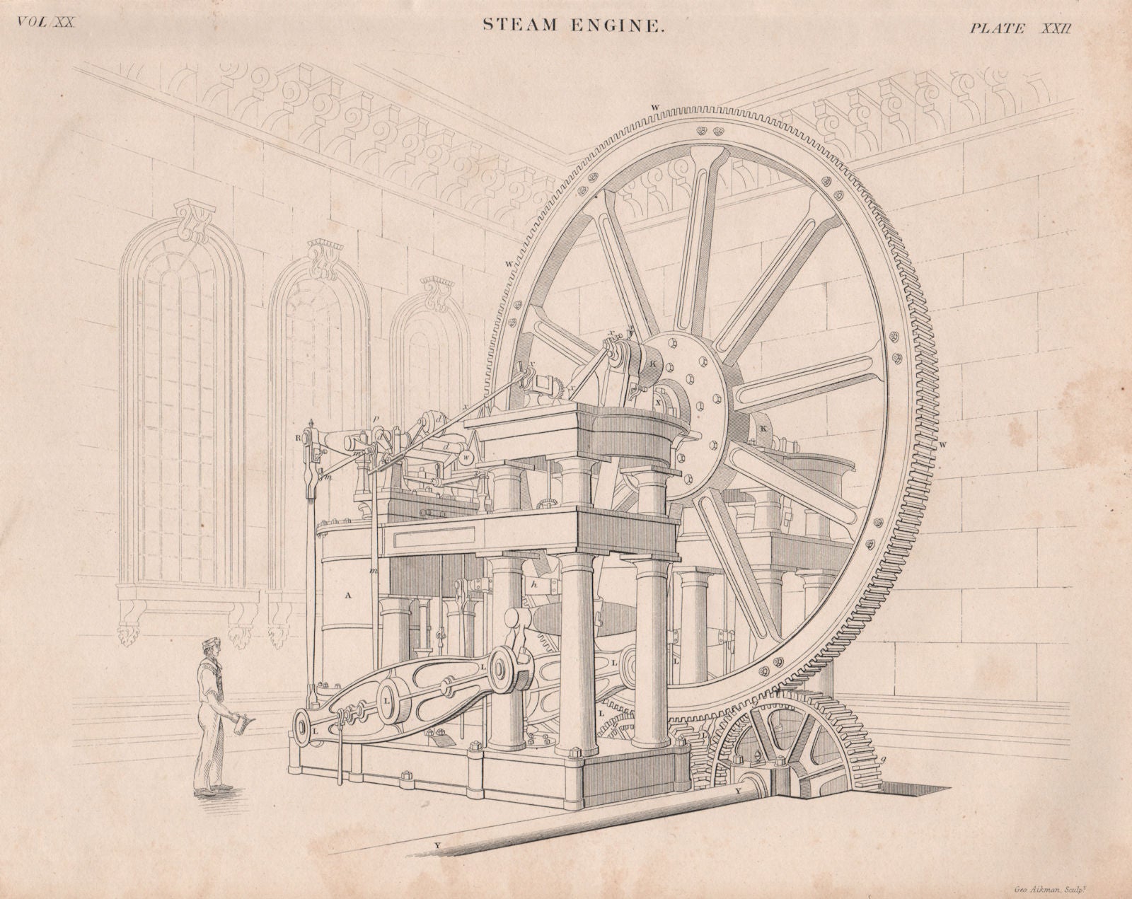 VICTORIAN ENGINEERING DRAWING. Steam engine 1860 old antique print picture